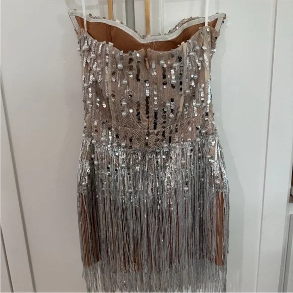 Bella Barnett Sorel Pearl Sequin Tassel Mini Dress - Picture 9 of 14
